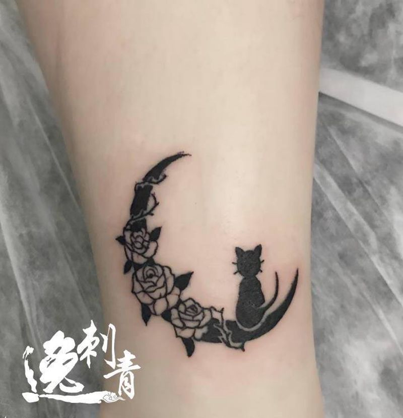 小猫纹身图片_腿部图腾纹身图案