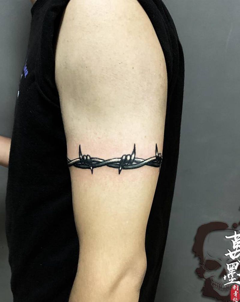 臂环纹身图片_手臂手部欧美写实几何纹身图案