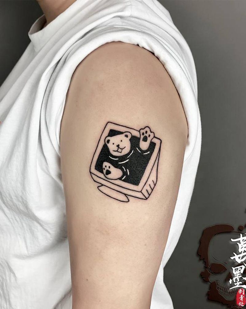 小熊纹身图片_手臂手部图腾几何纹身图案