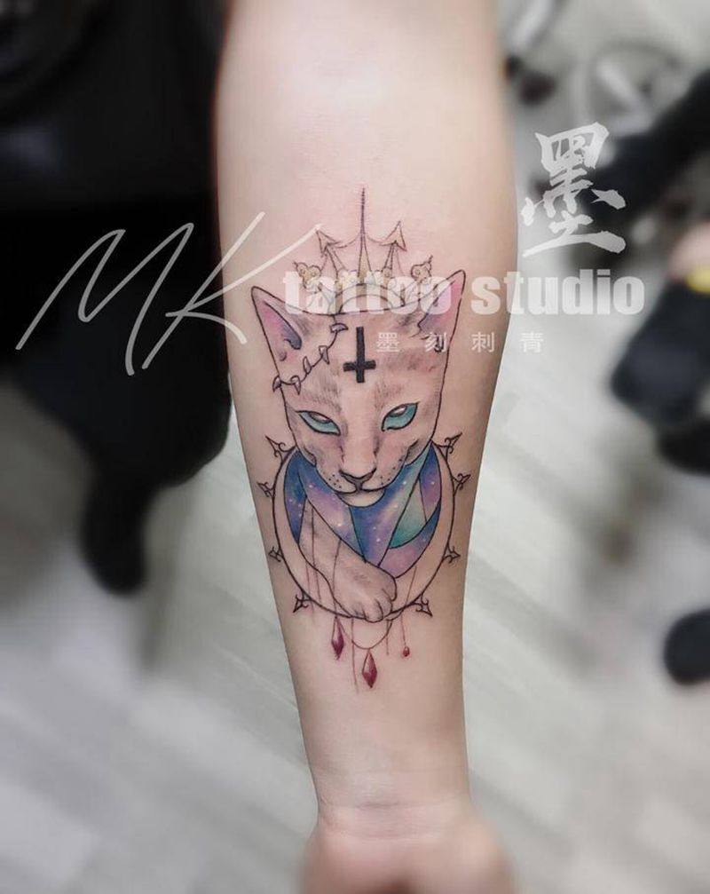 斯芬克司小猫咪纹身图片_手臂纹身图案