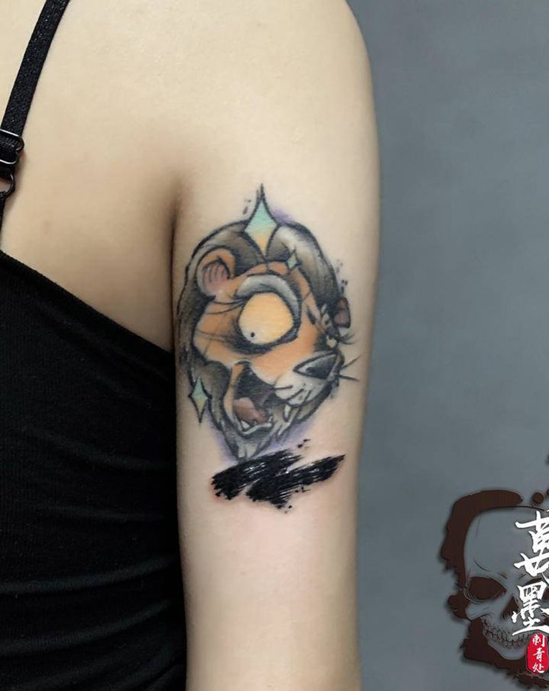 杀死前男友系列纹身图片_手臂肩部New School水墨纹身图案