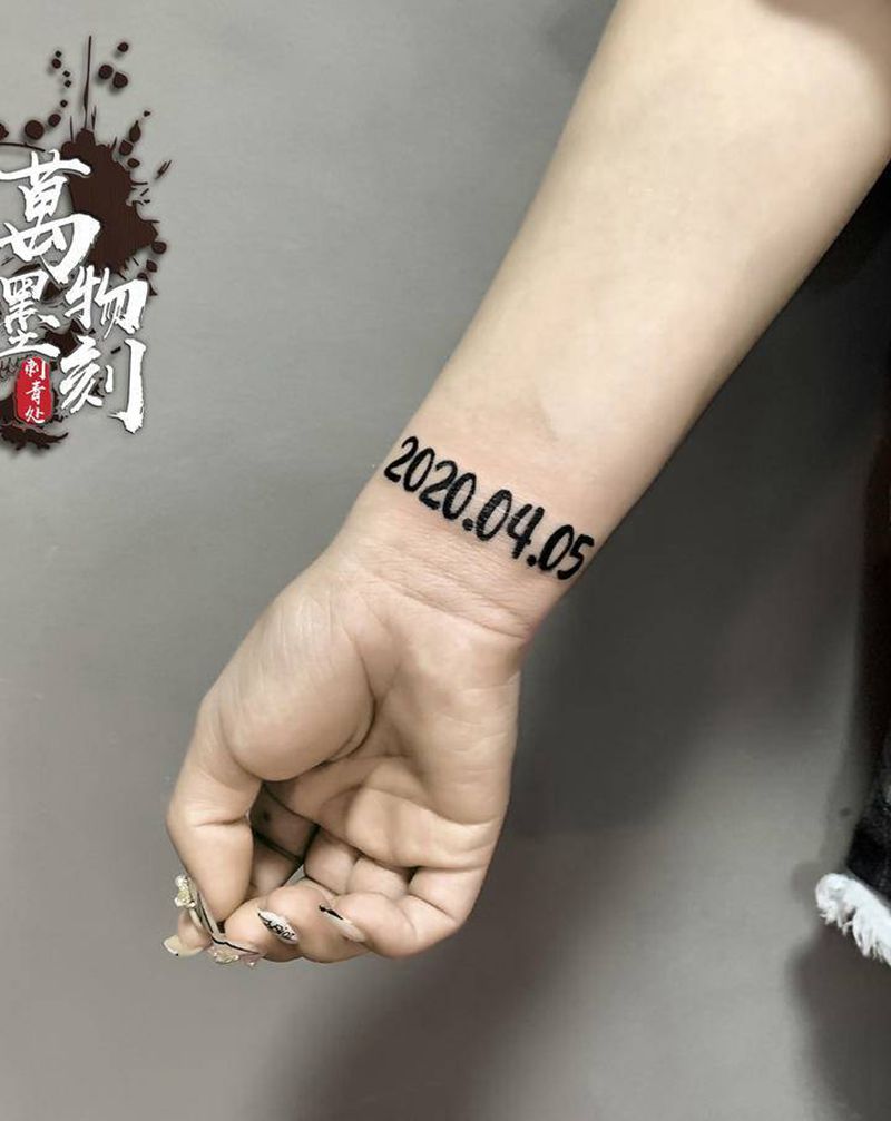 小数字纹身图片_手臂手部图腾花体字纹身图案