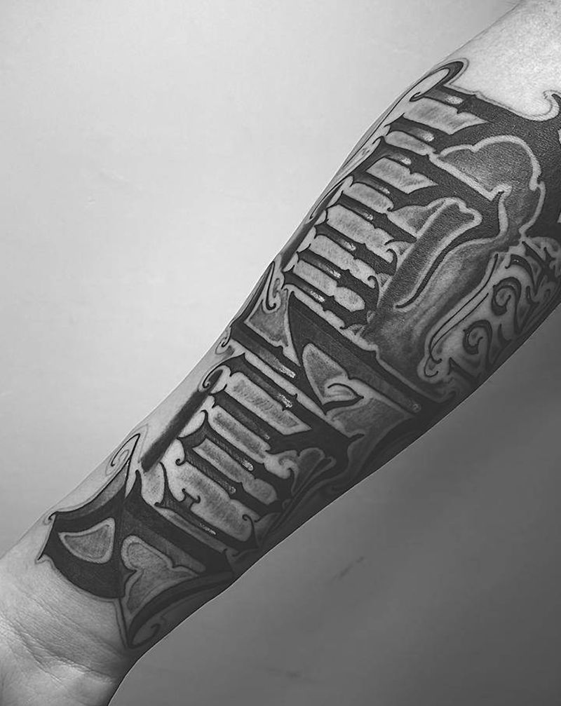 花体纹身图片_花体字纹身图案