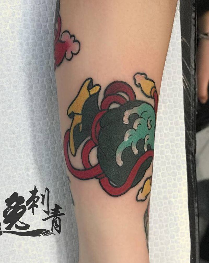 福袋纹身图片_手臂新传统纹身图案