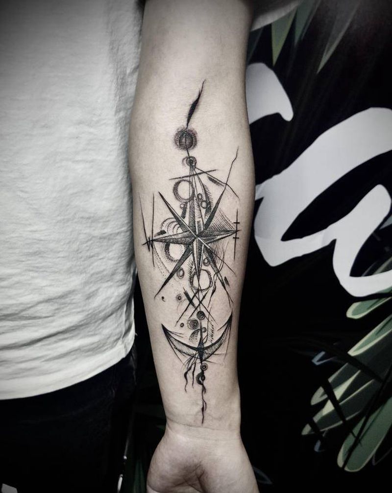 点刺线条风纹身图片_手部几何点刺纹身图案