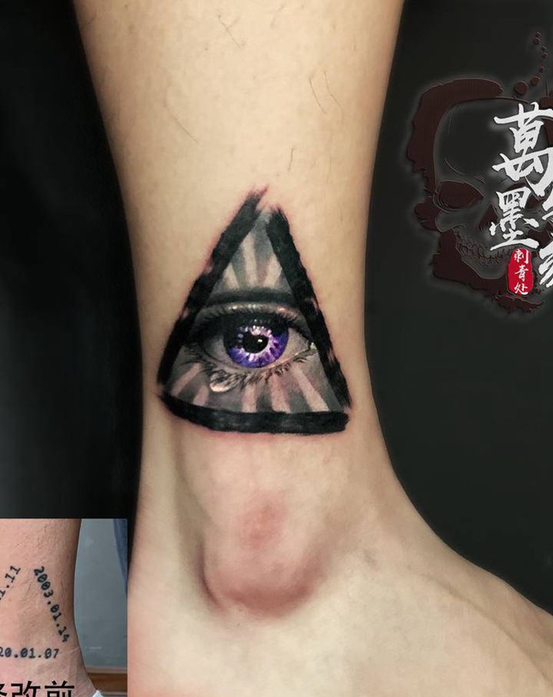 遮盖,真视之眼纹身图片_脚部腿部水墨欧美写实纹身图案