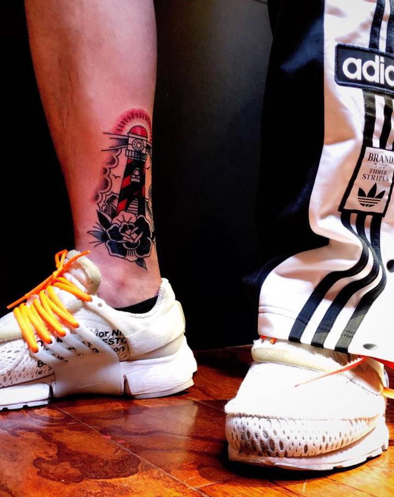 灯塔纹身图片_Old School遮盖纹身图案