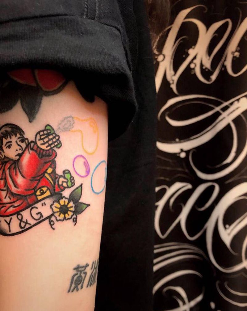 最重要的男友纹身图片_手臂Old School男友纹身图案