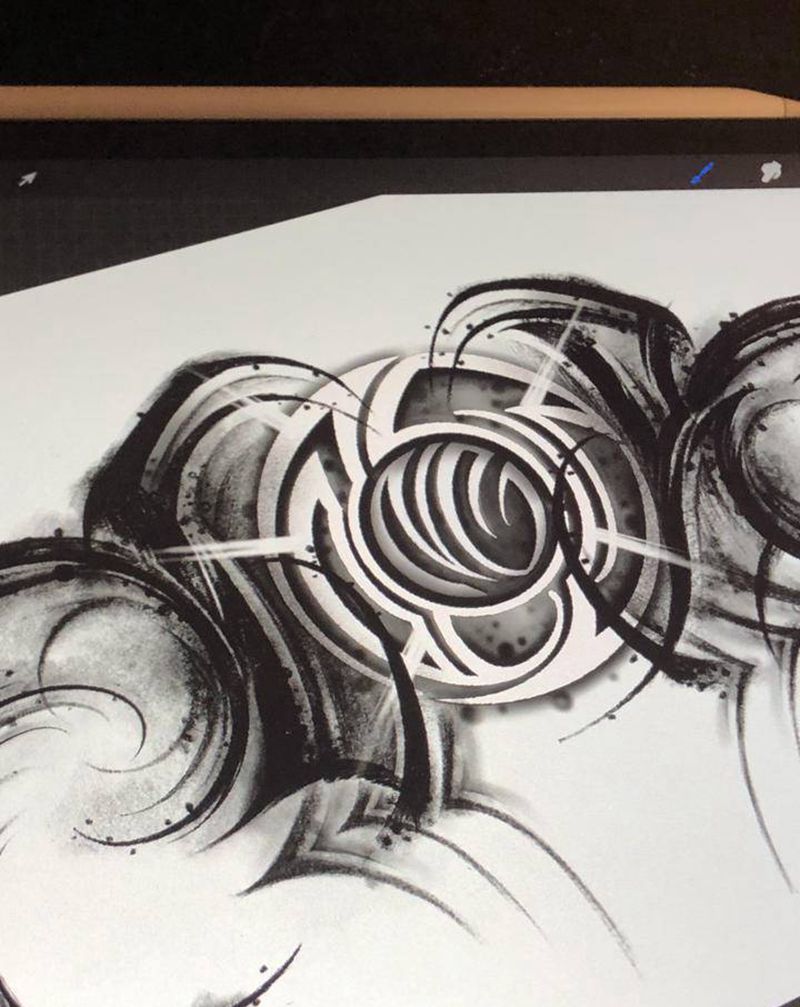 手稿纹身图片_背部花体字纹身图案