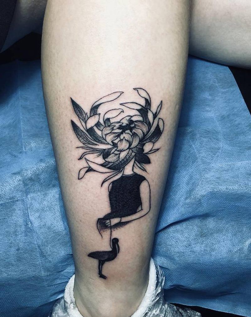 点刺纹身图片_腿部脚部点刺几何纹身图案