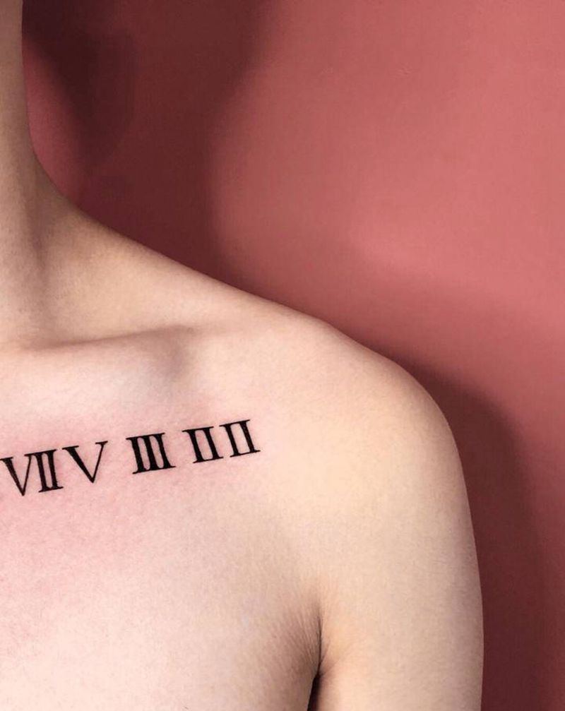 罗马数字纹身图片_胸部纹身图案