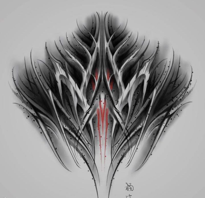 花体字纹身图片_背部花体字纹身图案