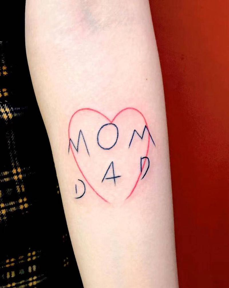 mom dad纹身图片_手臂纹身图案