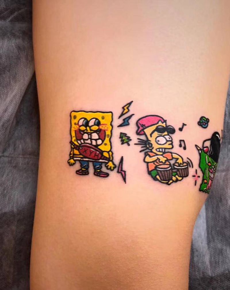 卡通纹身图片_脚部Old School纹身图案