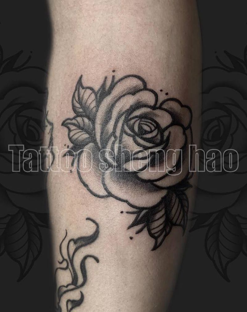old school玫瑰纹身图片_手臂Old School玫瑰