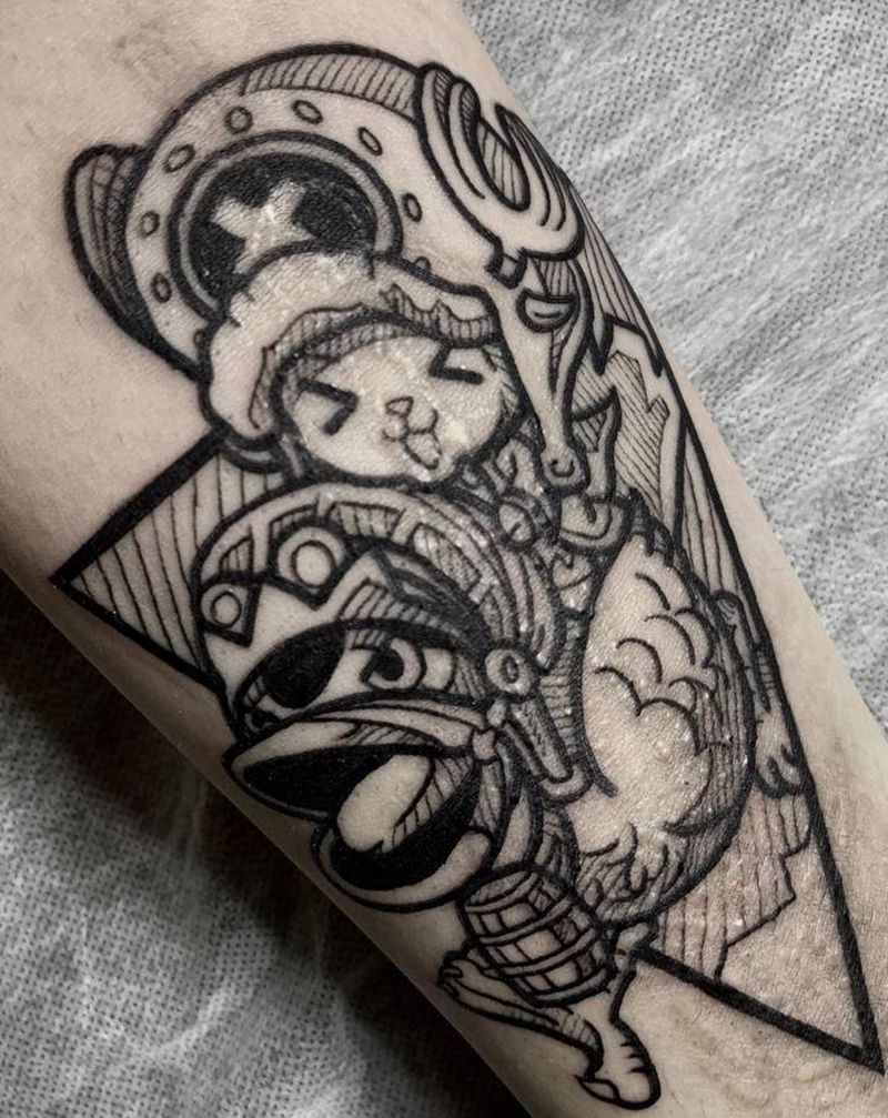 海贼王情侣纹身纹身图片_手臂Old School几何海贼王路飞乔巴纹身图案