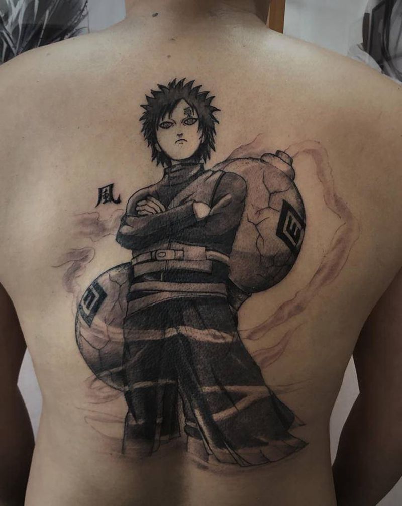 我爱罗修改对比纹身图片_背部卡通人物纹身图案