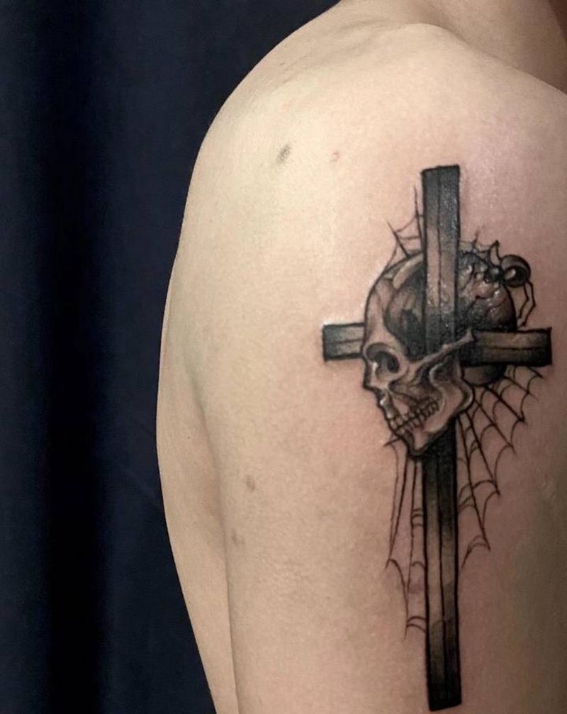 暗黑骷髅纹身图片_臀部纹身图案