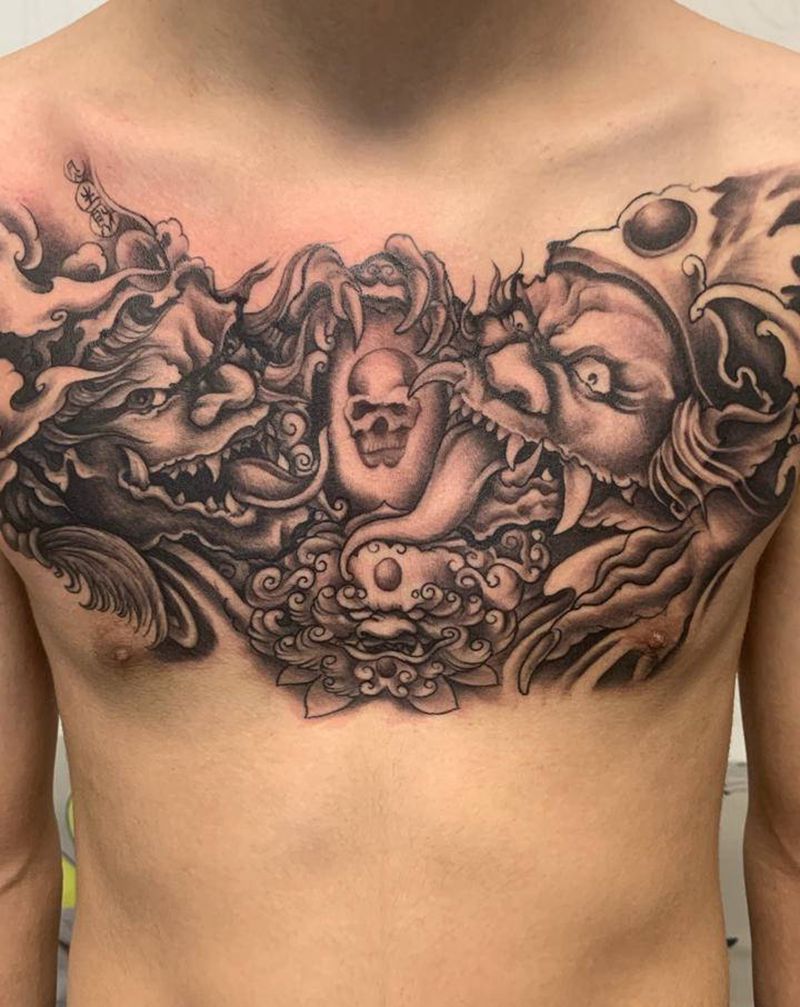 黑白无常纹身图片_花胸纹身图案