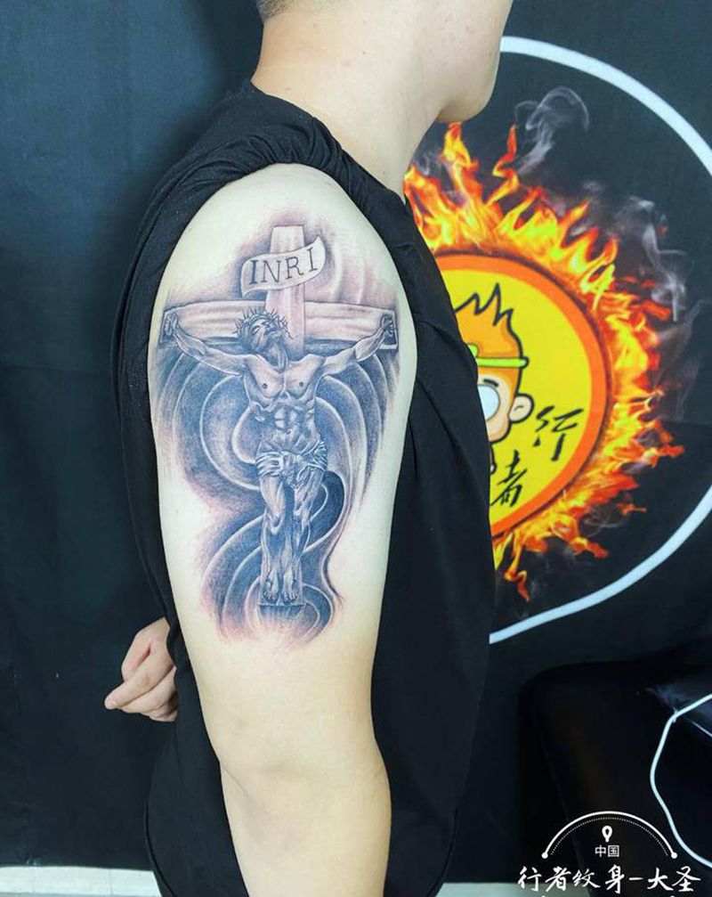 耶稣纹身图片_手臂手部New School新传统纹身图案