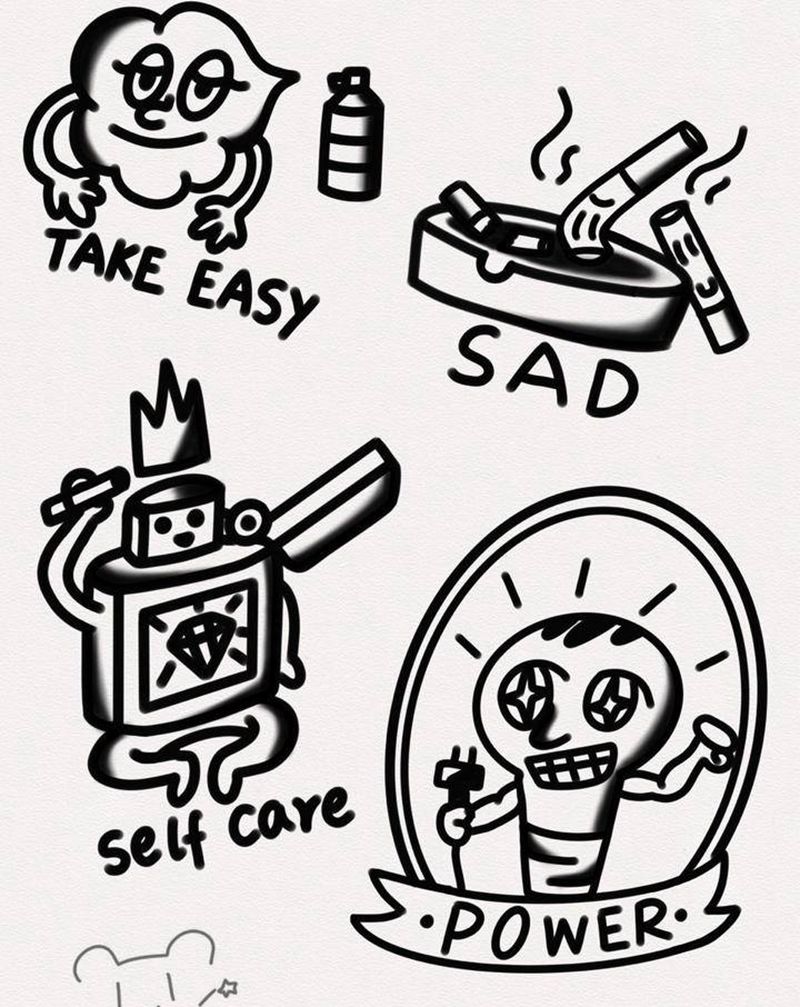 最近卡通纹身手稿纹身图片_Old School纹身图案