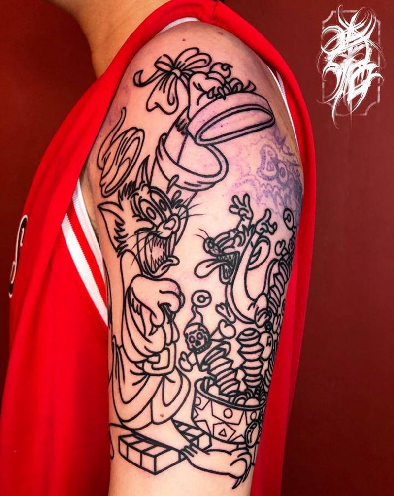 米奇杰瑞纹身图片_手臂Old School纹身图案