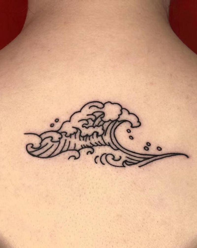 情侣纹身纹身图片_背部Old School纹身图案