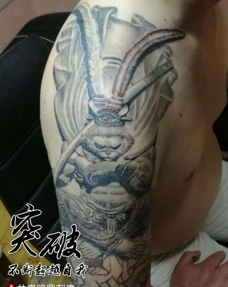 悟空纹身图片_肩部新传统纹身图案