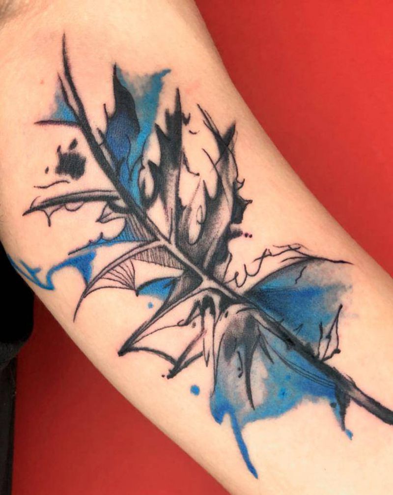 客人自带图纹身图片_手臂水墨纹身图案