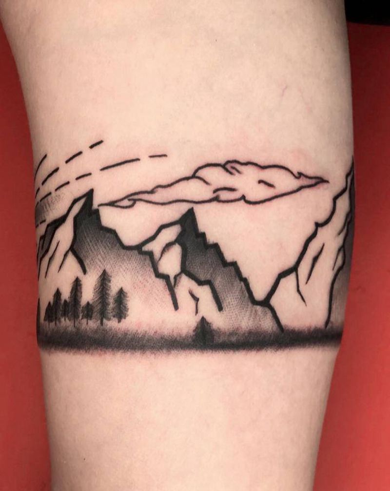 山水画纹身图片_手臂图腾纹身图案