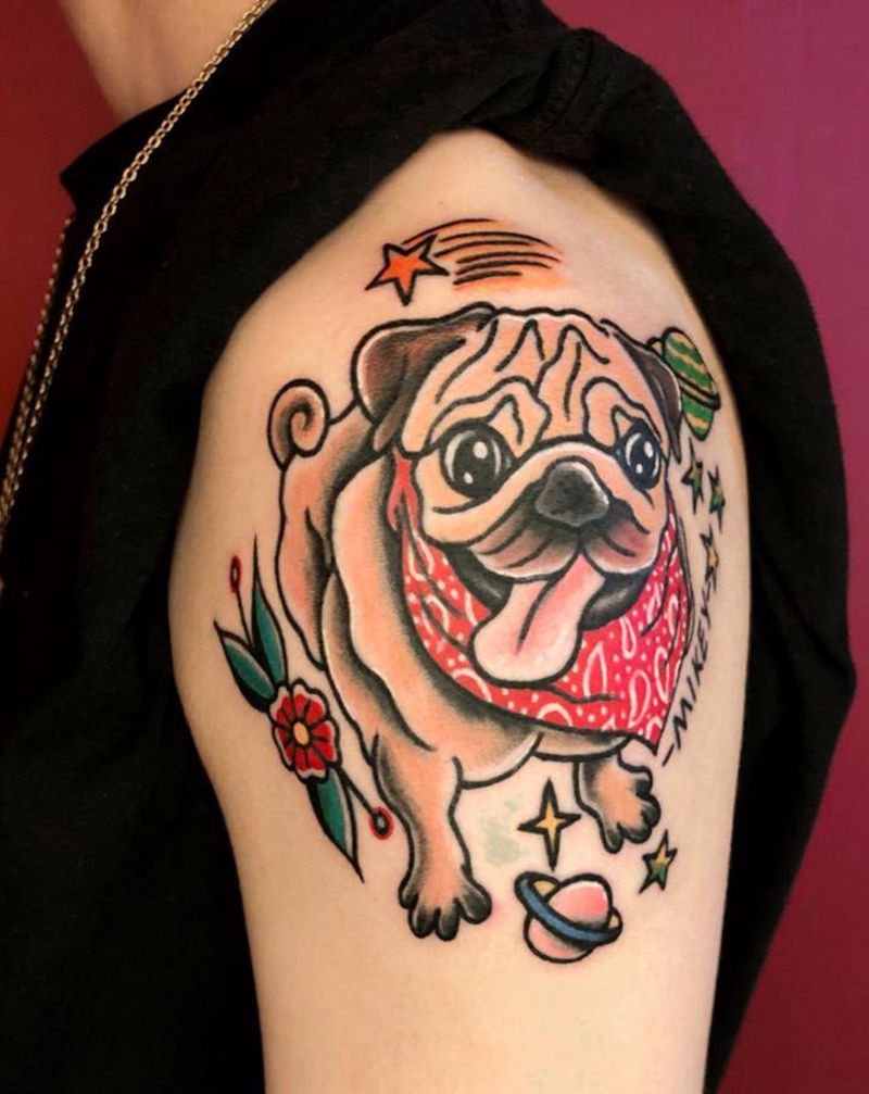 宠物纹身图片_手臂Old School纹身图案