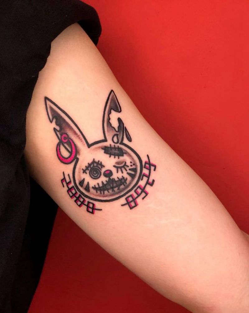 Dva兔子纹身图片_手臂Old School纹身图案