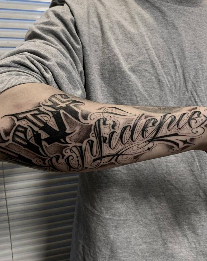 花体字纹身纹身图片_手臂花体字freehand纹身图案