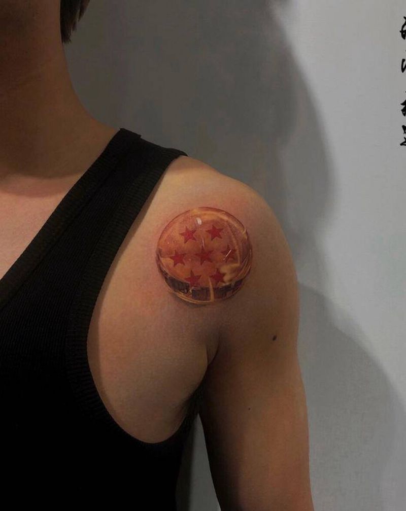 龙珠纹身图片_肩部纹身图案