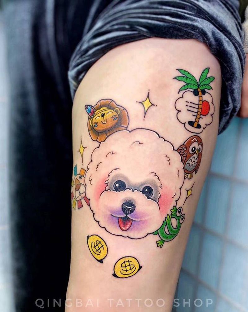 爱宠纹身图片_腿部纹身图案