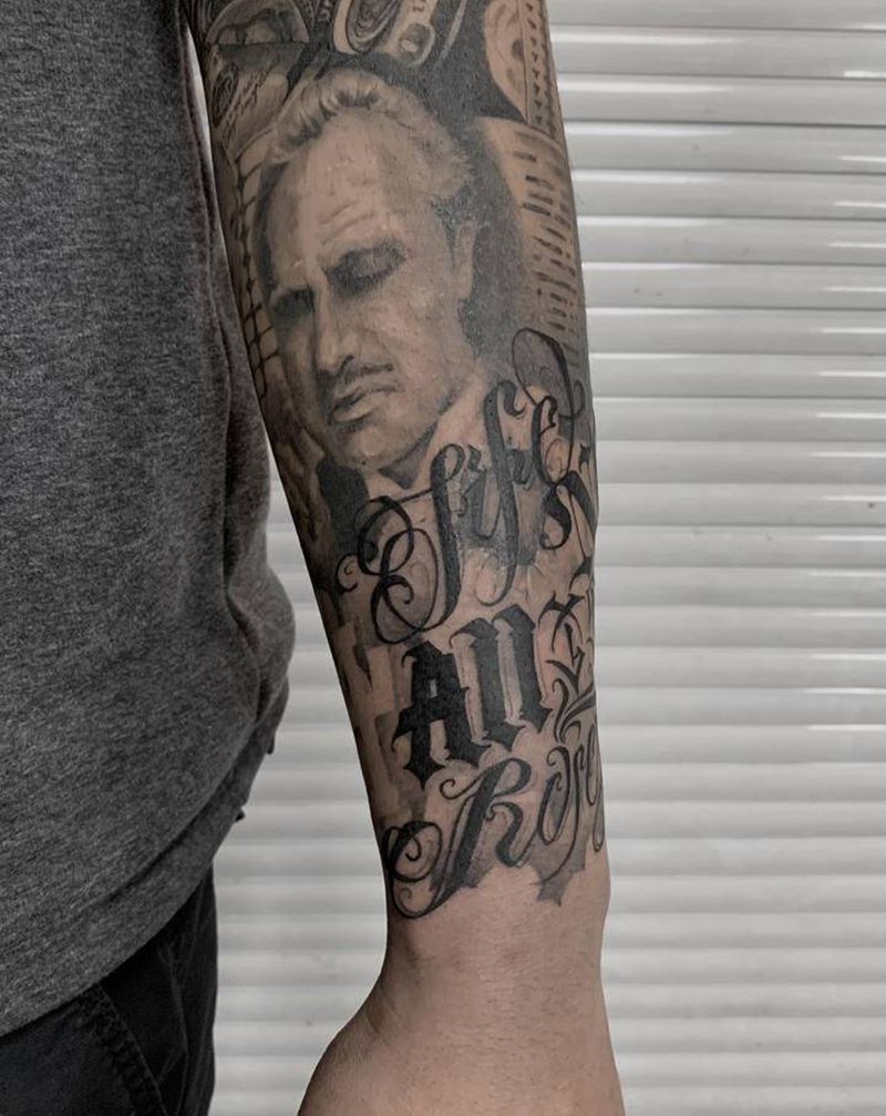 花体字纹身纹身图片_手臂花体字freehand纹身图案