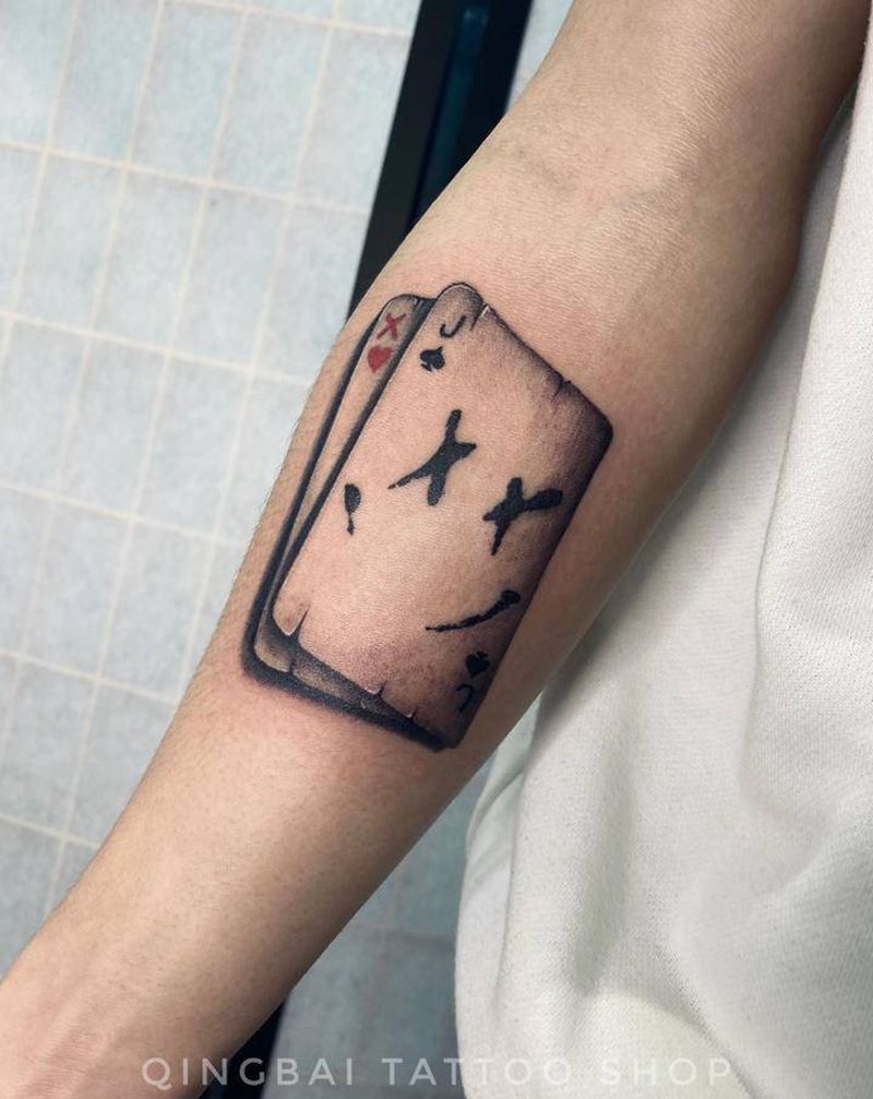 扑克纹身图片_手部纹身图案
