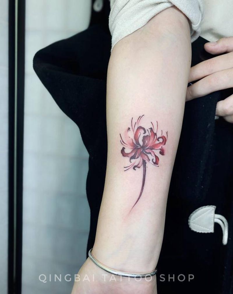 彼岸纹身图片_手臂水墨纹身图案