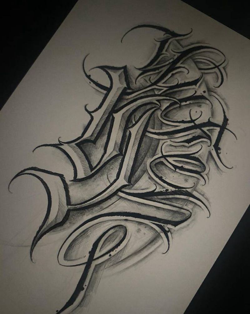 花体字纹身图片_肩部花体字纹身图案