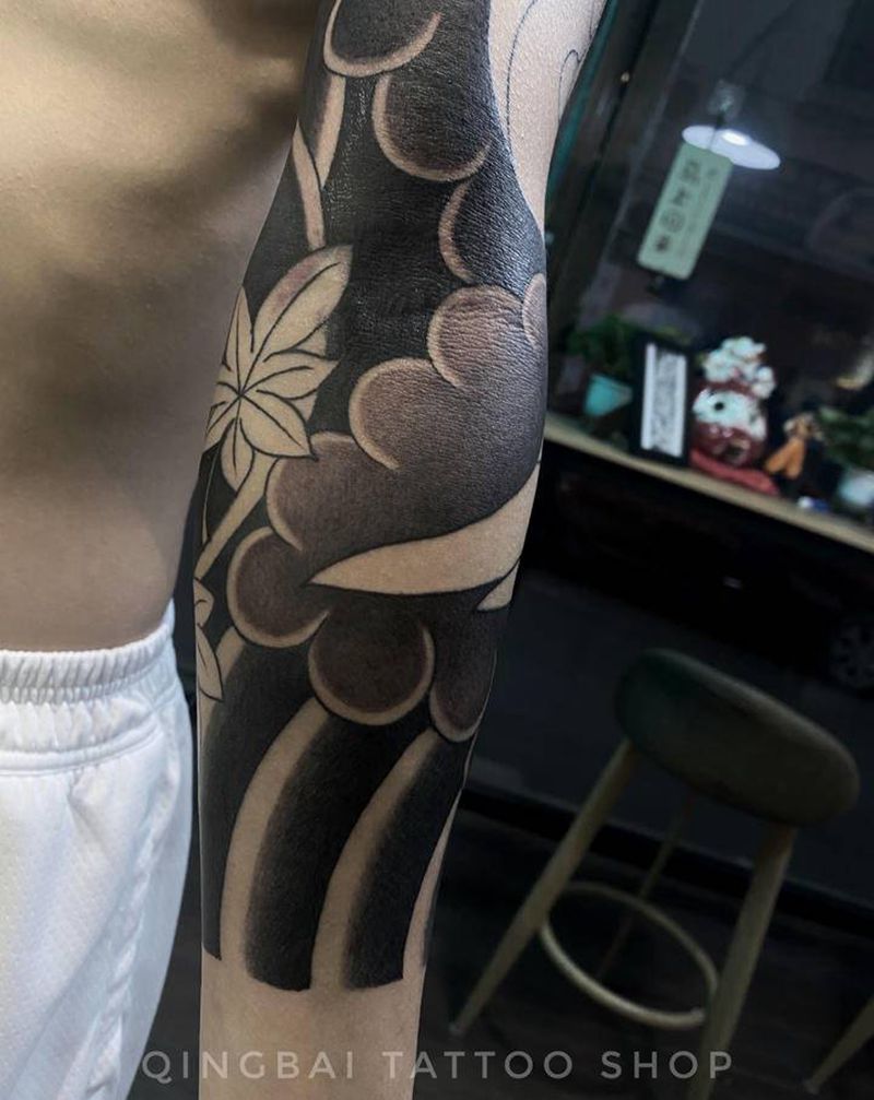 未完成纹身图片_手臂老传统纹身图案