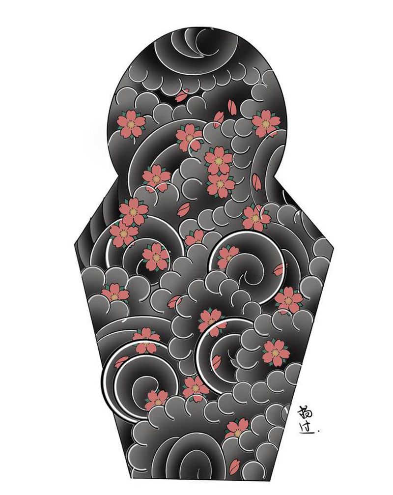 客稿《樱吹雪》纹身图片_手臂老传统纹身图案