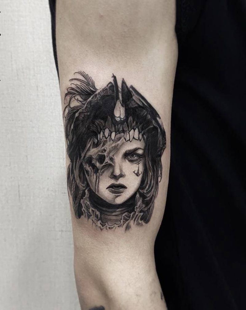 暗黑拼接纹身图片_手臂暗黑纹身图案