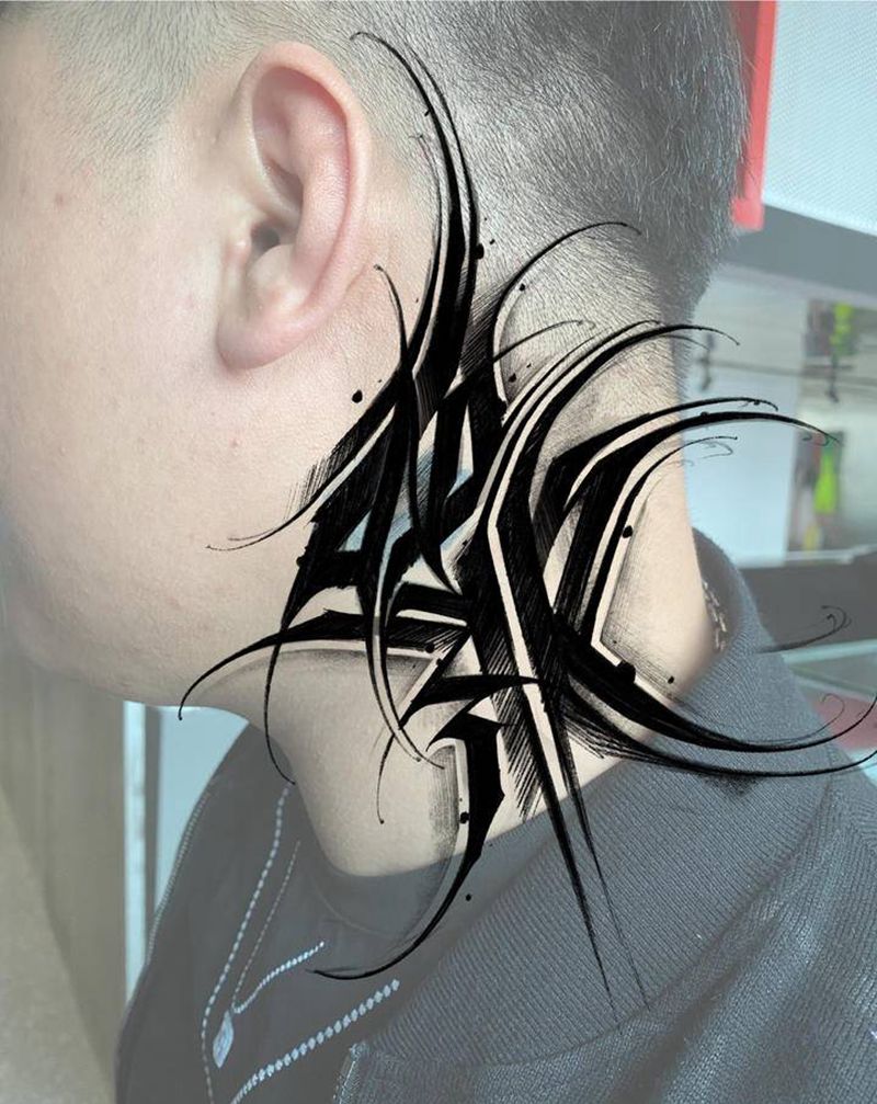 客稿纹身图片_花体字纹身图案