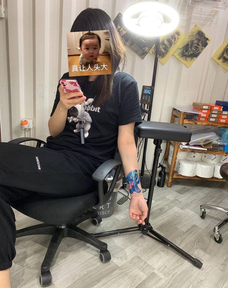 史迪仔纹身图片_手臂小清新纹身图案