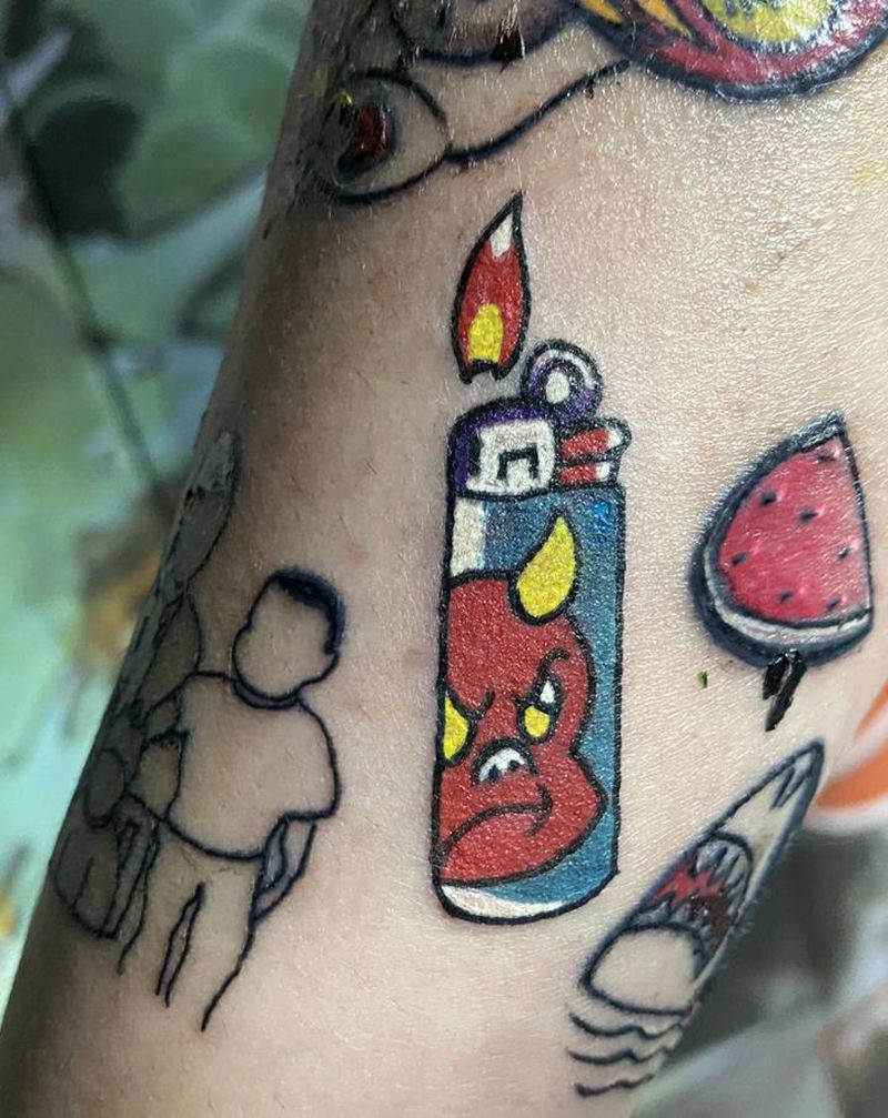 打火机纹身图片_Old School纹身图案