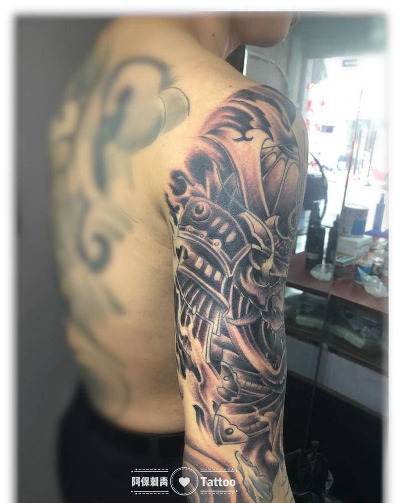 鬼武士纹身图片_新传统纹身图案