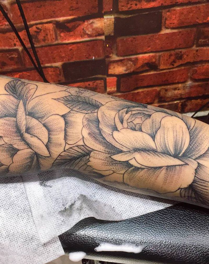 素花纹身图片_手臂腿部素花纹身图案