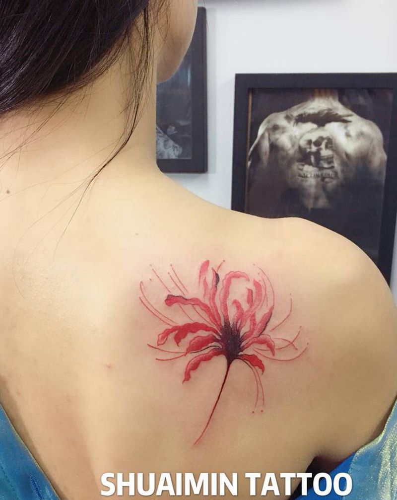 花纹身图片_肩部纹身图案