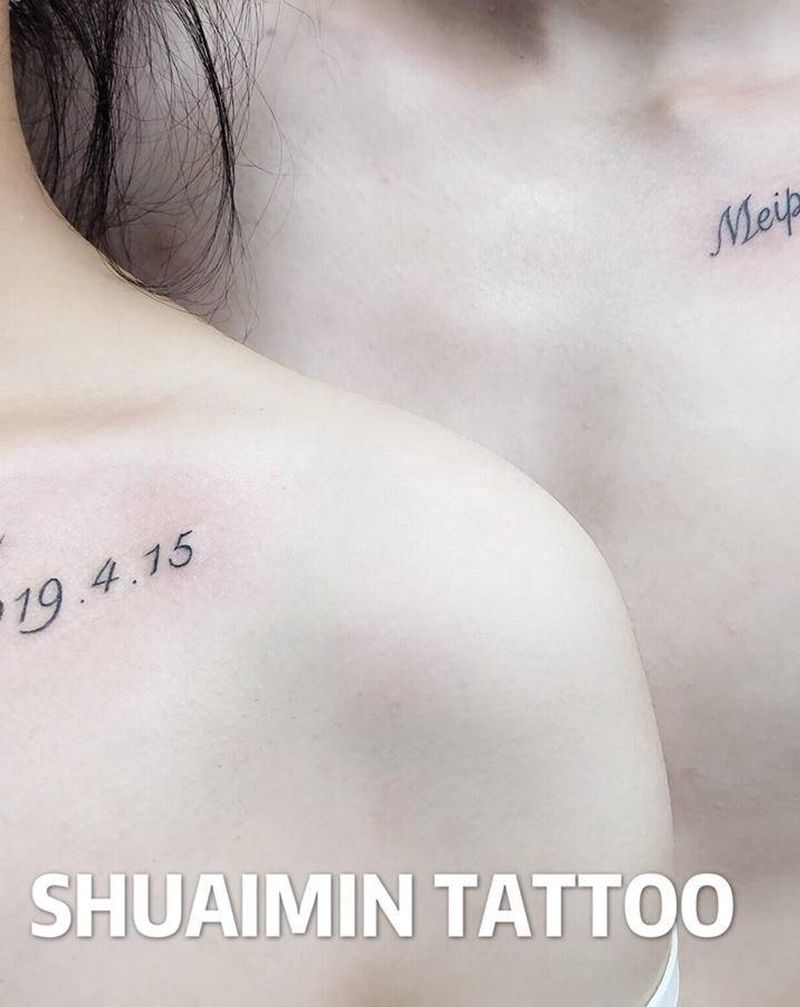 字母情侣纹身图片_胸部纹身图案