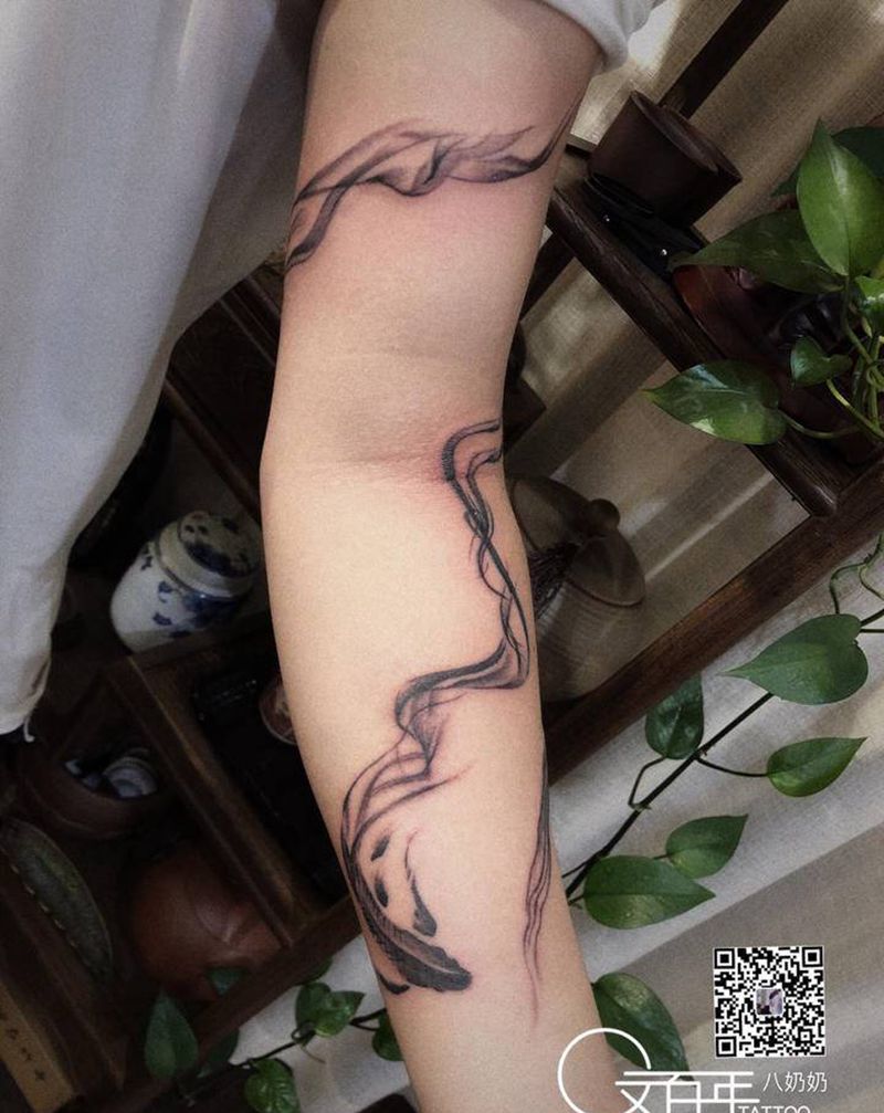 中国风 水墨纹身图片_手臂水墨纹身图案